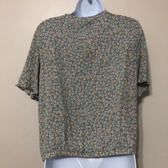 Pink Rose Floral Faux Wrap Blouse Size L - Picture 3 of 5